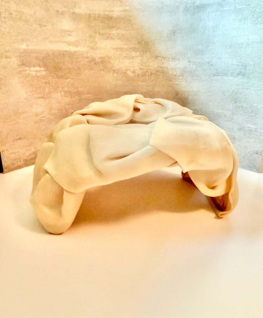Clover Lane Cream Silk Satin Ruched Bridal Headband